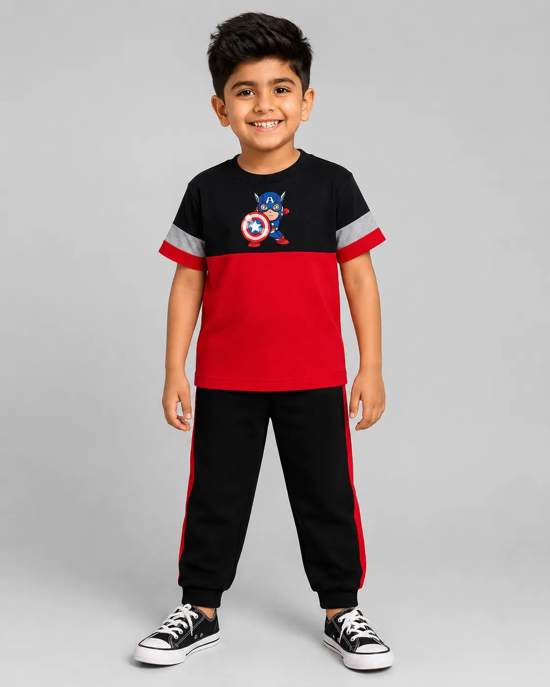 Maroon Panel Pajama Set - Capt America