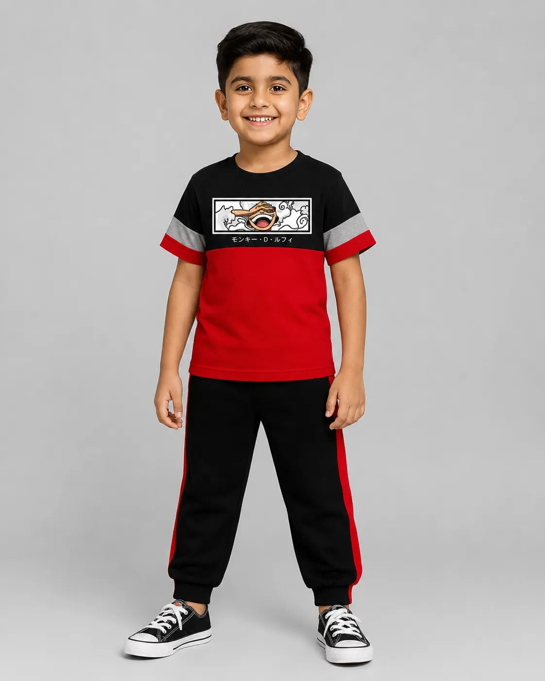 Maroon Panel Pajama Set - Luffy