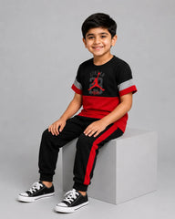 Maroon Panel Pajama Set - J 23