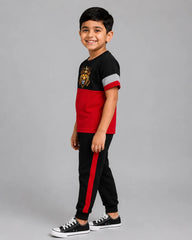 Maroon Panel Pajama Set - Golden Lion