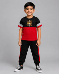 Maroon Panel Pajama Set - Golden Lion