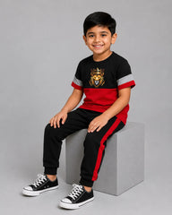 Maroon Panel Pajama Set - Golden Lion