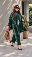 Winter 3 Piece Cape Shawl For Women | Bottle Green