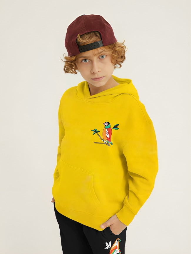 Parrot Printed Kids Hoodie Set