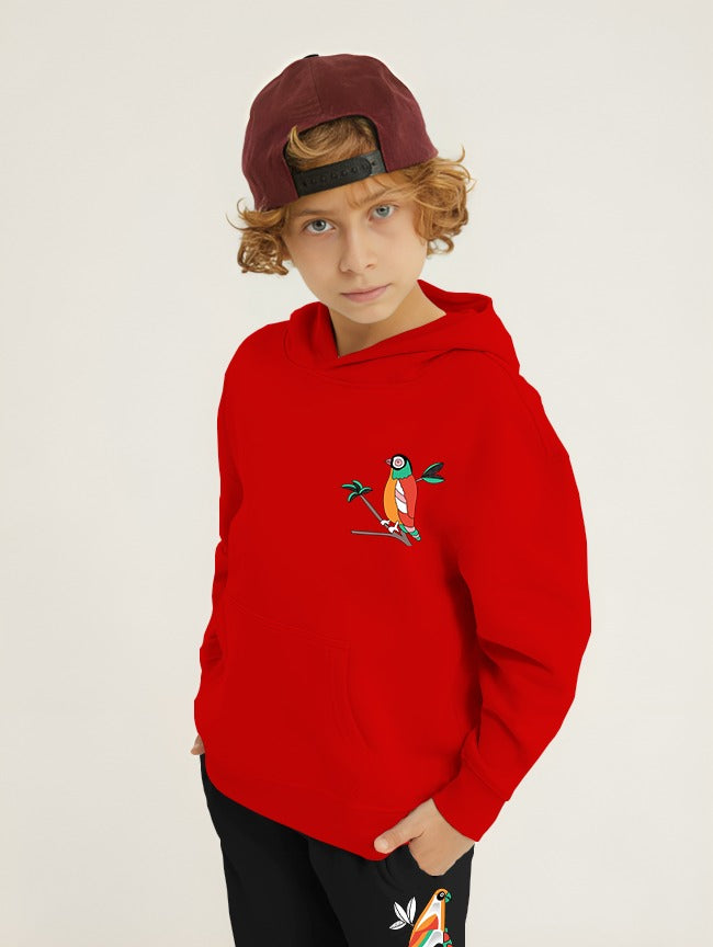 Parrot Printed Kids Hoodie Set