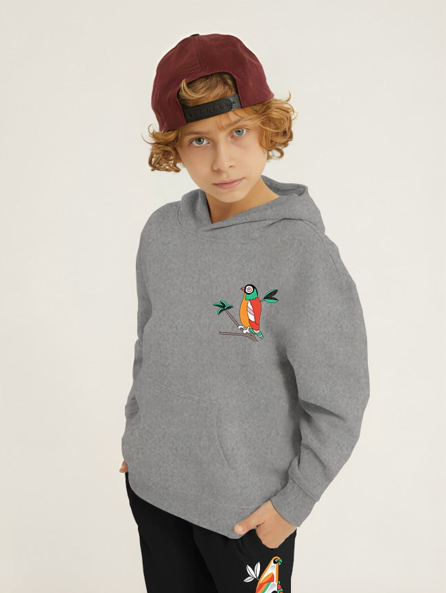 Parrot Printed Kids Hoodie Set