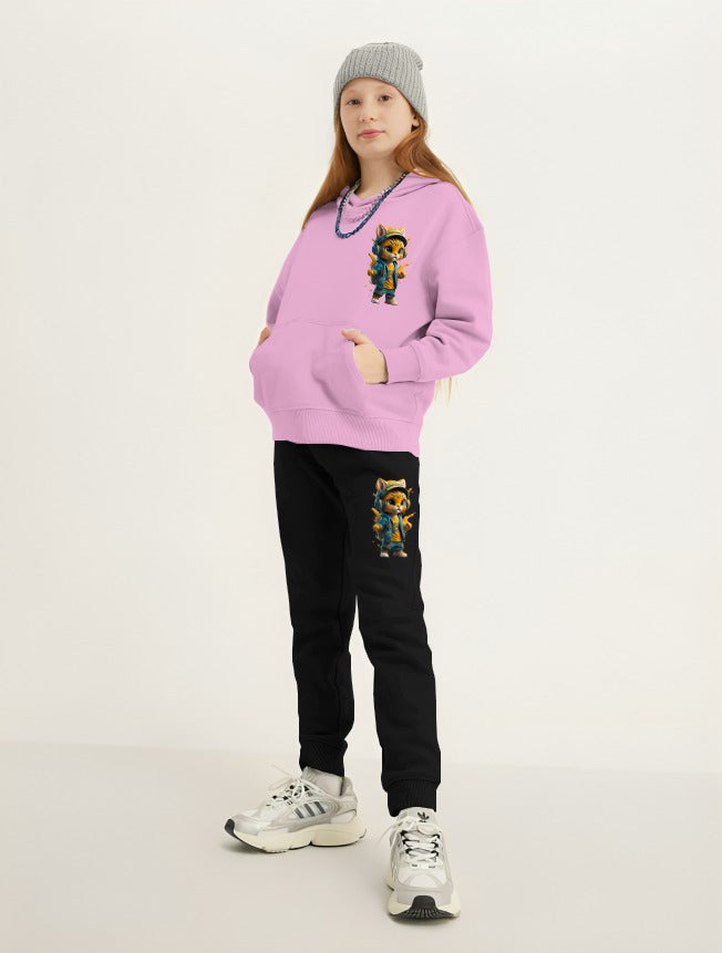 Cool Cat Printed Kids Hoodie Set