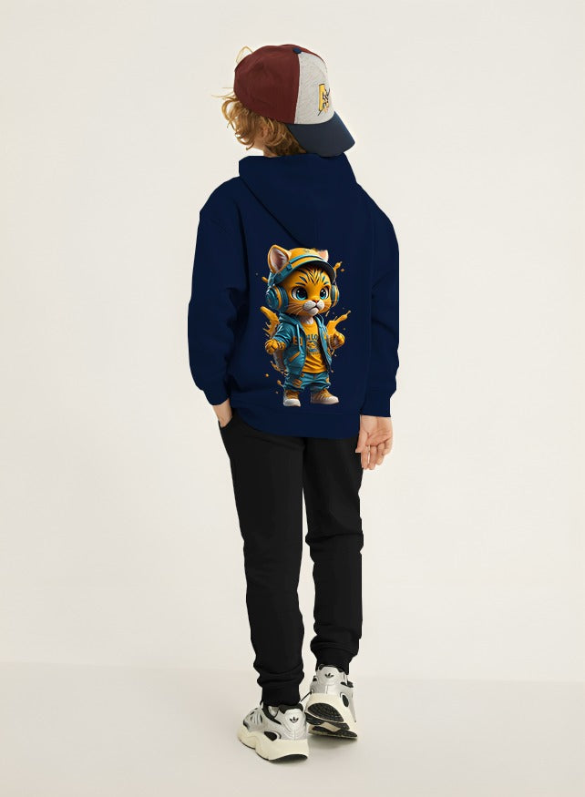 Cool Cat Printed Kids Hoodie Set