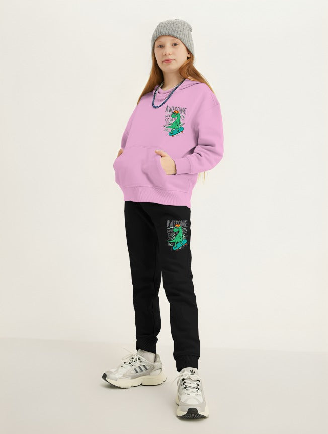 Awesome Dino Printed Kids Hoodie Set