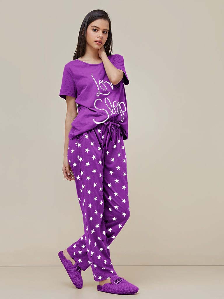 Purple Love Sleep Printed Nightdress