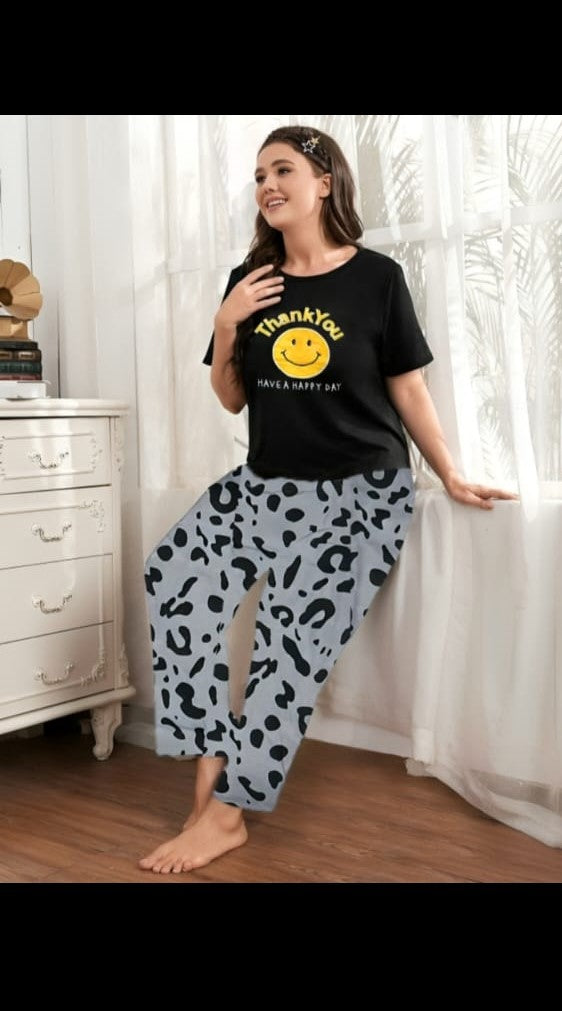 Black Thankyou Women Printed PJ Suit