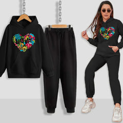 Colourful Love Printed Women Hoodie Set