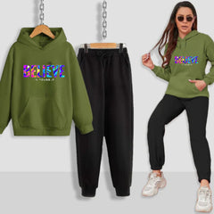 Believe In Yourself Printed Women Hoodie Set