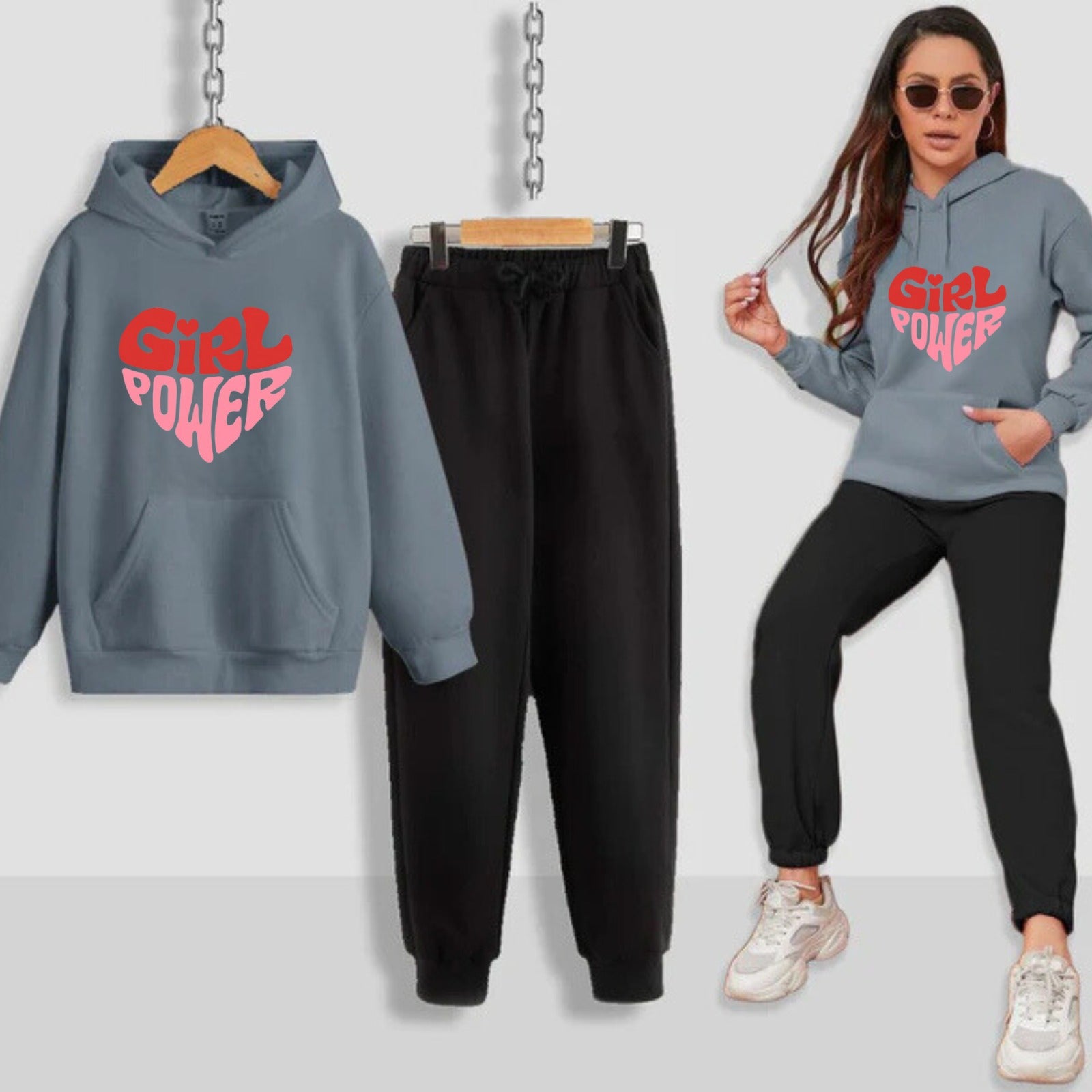 Girl Power Printed Women Hoodie Set