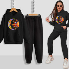 Moon & Sun Printed Women Hoodie Set