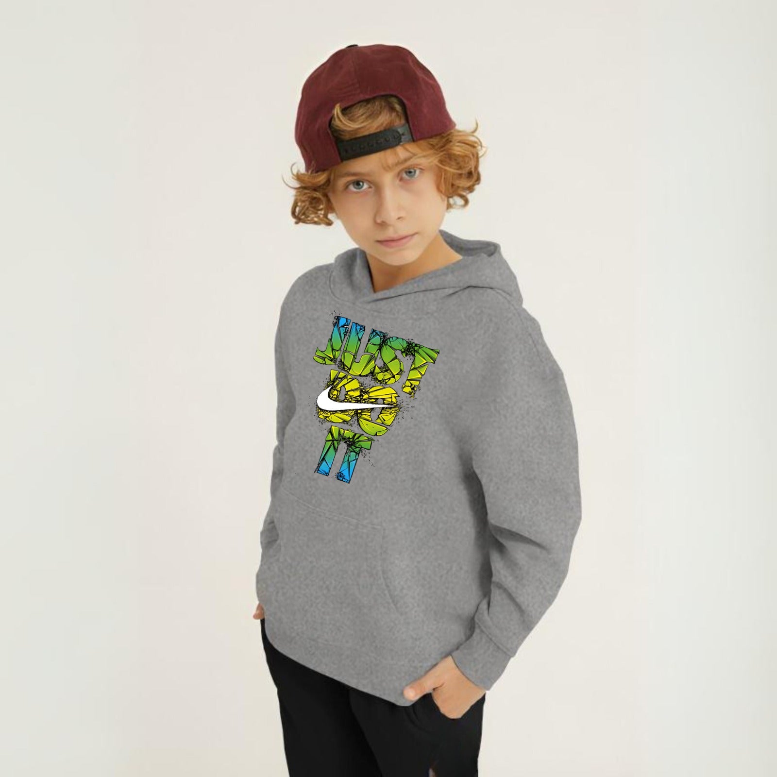 Just Do It Printed Kids Hoodie Set