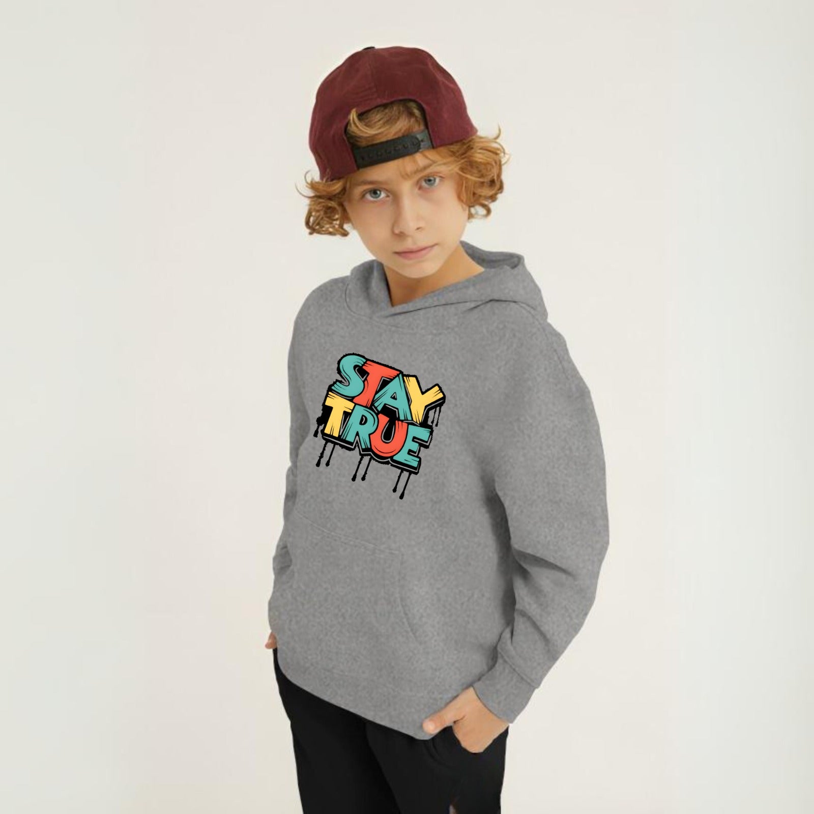 Stay True Printed Kids Hoodie Set