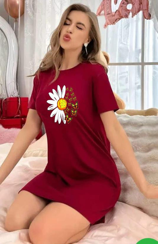 Daisy Flower Printed Long Shirt