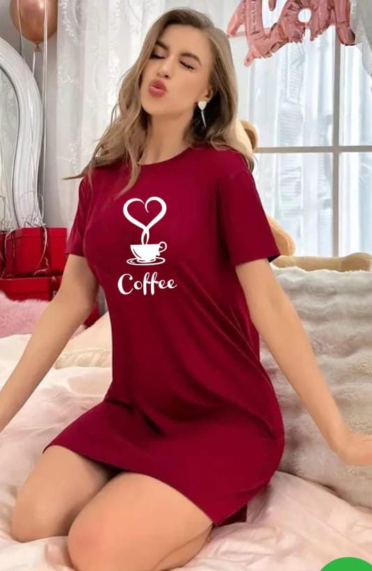 Coffee Love Printed Long Shirt