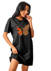 Orange Butterfly Printed Long Shirt