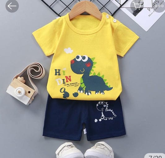Adorable Dino Print Kids T-Shirt & Shorts Set