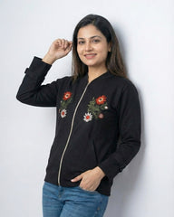 Embroidered Twin Floral Patch Jacket