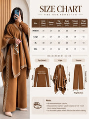 Winter 3 Piece Cape Shawl For Women | Brown