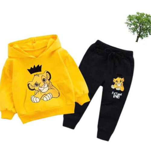 Yellow Future King Printed Kids Hoodie Set