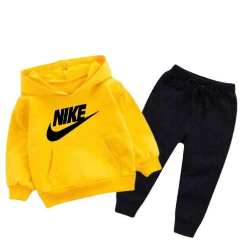 Yellow Nike Printed Kids Hoodie Set