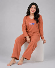 Women V-Neck Lounge Wear | Multi Love - Rusty