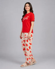 Red Butterfly Print Pajama Set