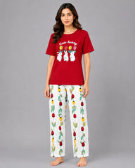 Tulip Bunny Dreams Pajama Set- Red