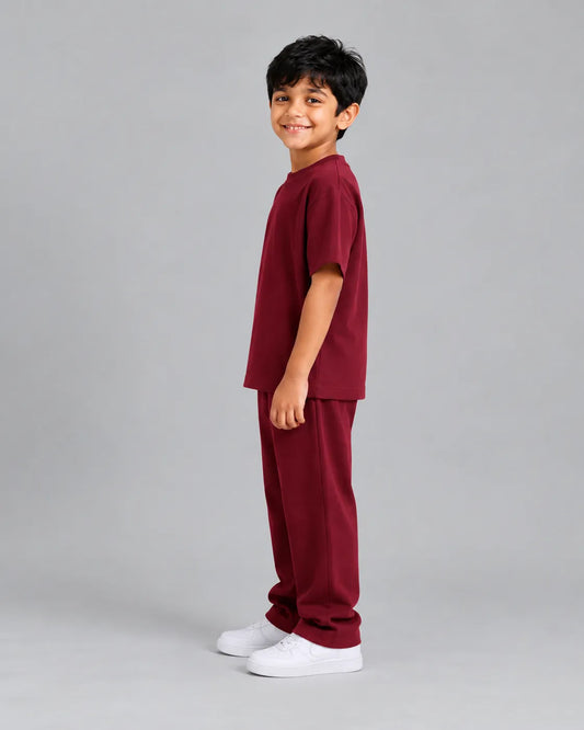 Drop Shoulder Co-Ord Set - Maroon