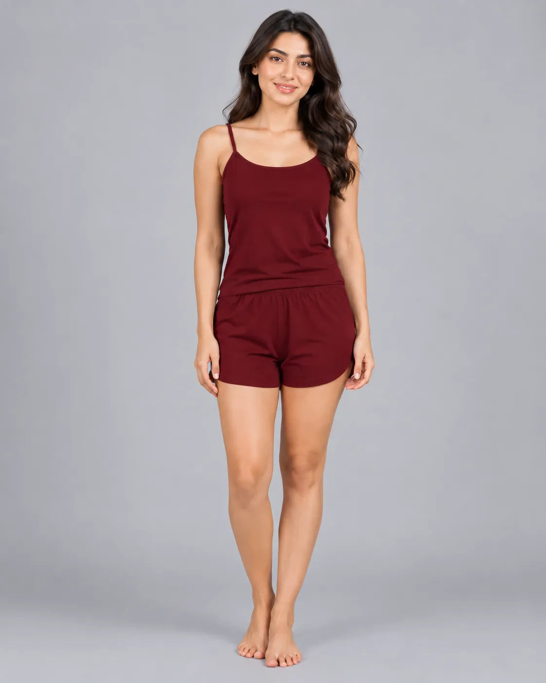 Women 2 Piece Cami Set - Maroon