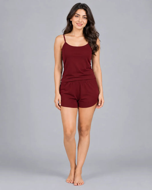Women 2 Piece Cami Set - Maroon