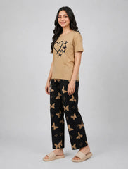 Brown Butterfly Pajama Set