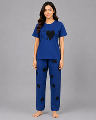 Blue Double Heart Pajama Set