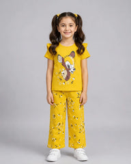Yellow Bambi Printed Kids Co-Ord Set