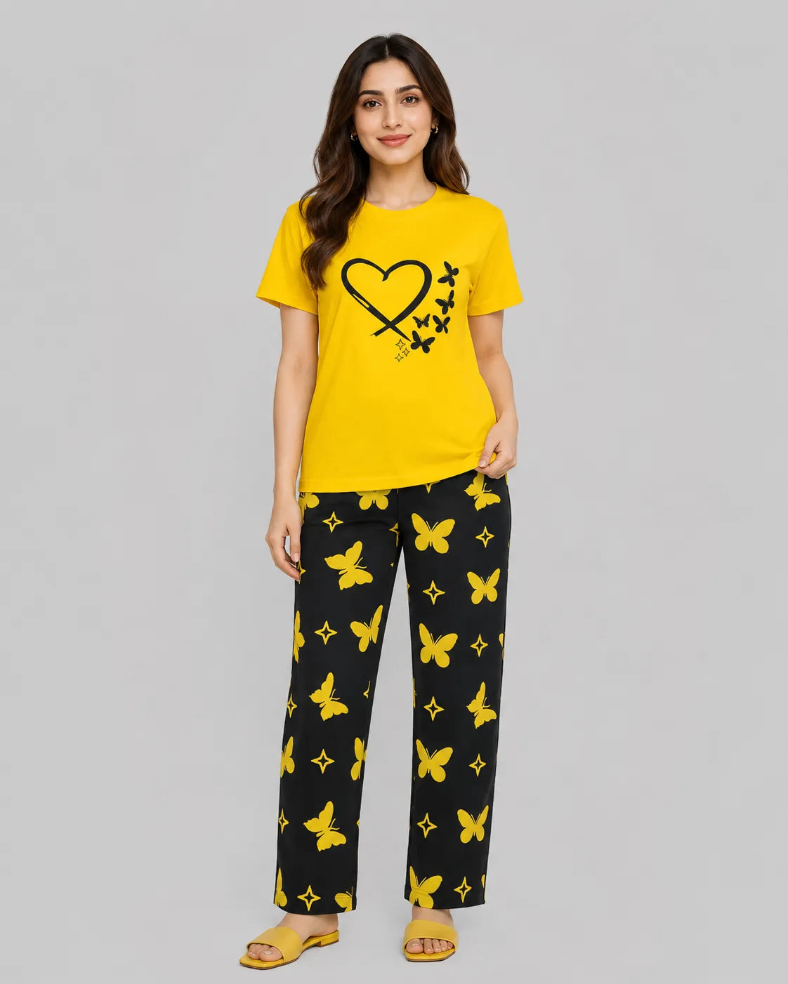 Yellow Butterfly Pajama Set