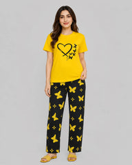Yellow Butterfly Pajama Set