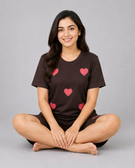 Cocoa Hearts Women Short Set