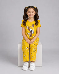 Yellow Bambi Printed Kids Co-Ord Set