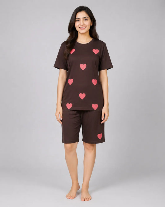 Cocoa Hearts Women Short Set