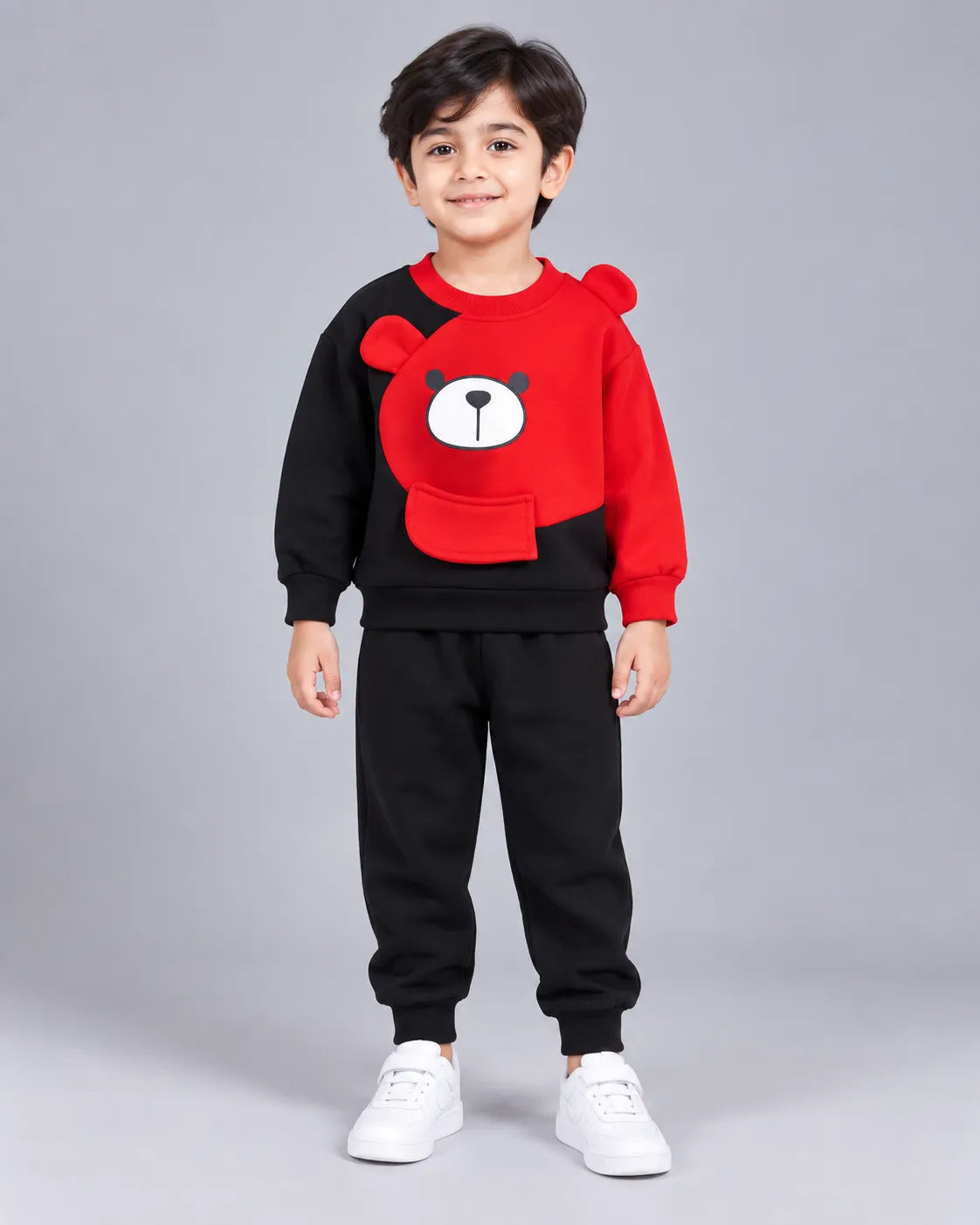 Kids Boss Winter Sweat Shirt Set - Red & Black