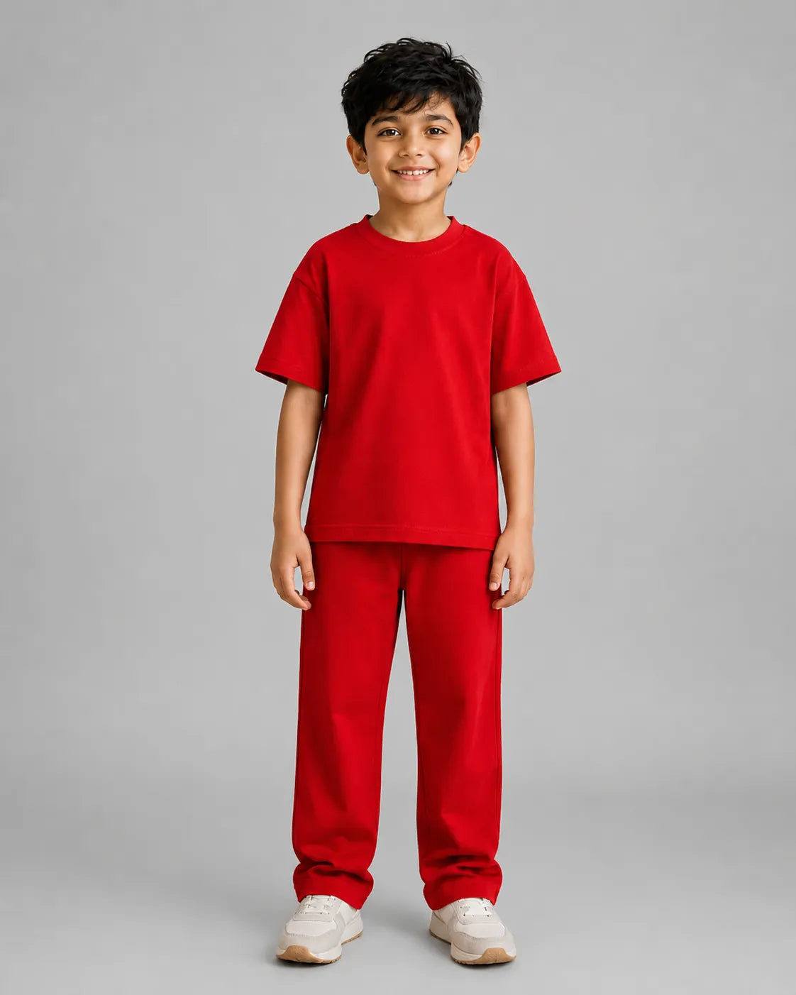 Drop Shoulder Pajama Set - Red