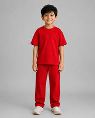 Drop Shoulder Pajama Set - Red