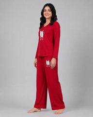 Women V-Neck Lounge Wear | BTS Flower - Red