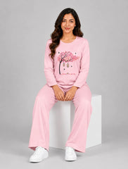 Women Round Neck Lounge Wear | Spring Tree - Baby Pink