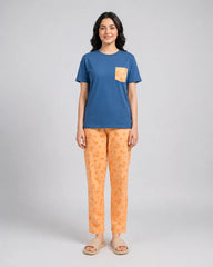 Palm Breeze Pajama Set – Navy Blue