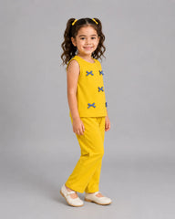 Yellow Bow Kids Sando Set
